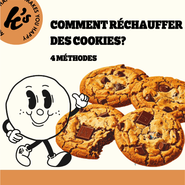 les méthodes pour réchauffer des cookies illustration cookies et logo kake's