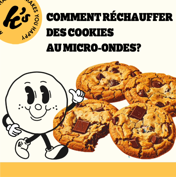 conseil comment réchauffer des cookies au micro-ondes illustration cookies et logo kake's