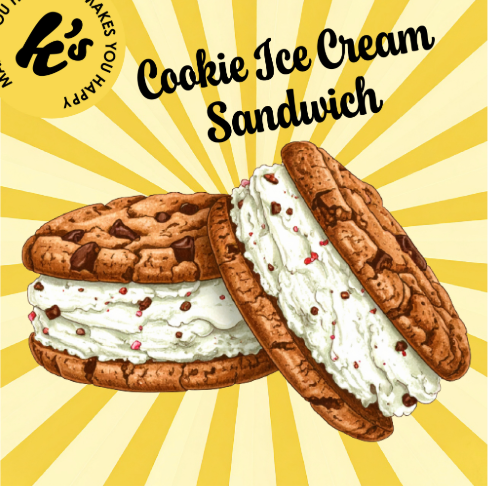 illustration cookies icecream sandwich logo kake's