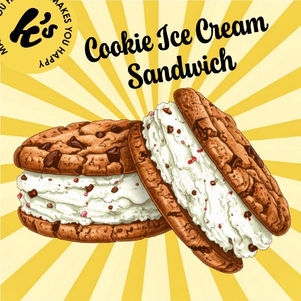 illustration cookies icecream sandwich logo kake's